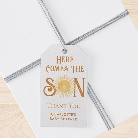 Hier komt de zoon Baby shower cadeau Labels Cadeaulabel