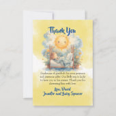 Hier komt de zoon Baby Shower DANK JE WEL kaart (Voorkant)