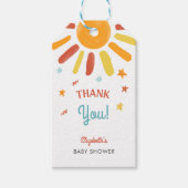 Hier komt de zoon Baby shower dank u aangepaste Cadeaulabel (Voorkant)