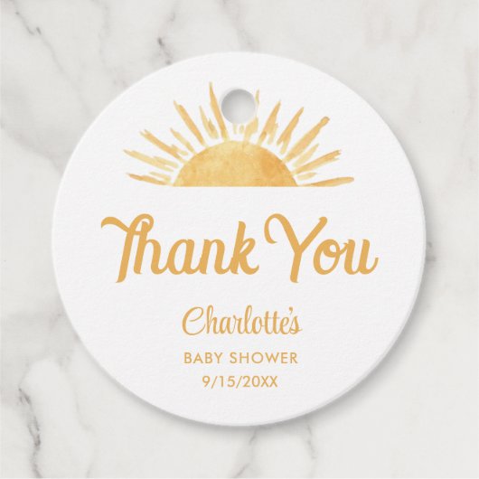 Hier komt de zoon Baby shower dank u Bedankjes Labels (Voorkant)