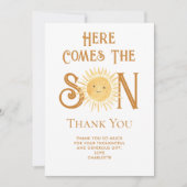 Hier komt de zoon Baby shower dank u Bedankkaart (Voorkant)