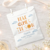 Hier komt de zoon Baby shower dank u Bedankzakje (Geknipt)