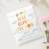 Hier komt de zoon Baby shower dank u Bedankzakje (Gezegeld)