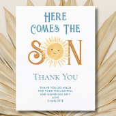 Hier komt de zoon Baby shower dank u Briefkaart
