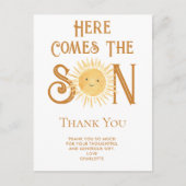 Hier komt de zoon Baby shower dank u Briefkaart (Voorkant)
