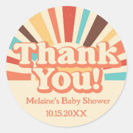 Hier komt de zoon Baby shower dank u Ronde Sticker