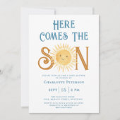 Hier komt de zoon Baby shower I Kaart (Voorkant)