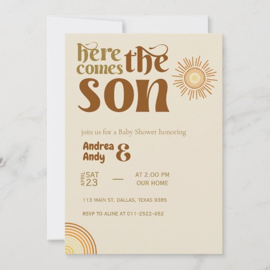 Hier komt de zoon baby shower Invitation Kaart (Voorkant)