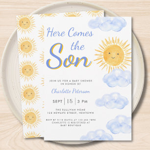 Hier Komt De Zoon Baby Shower Jongen  Kaart