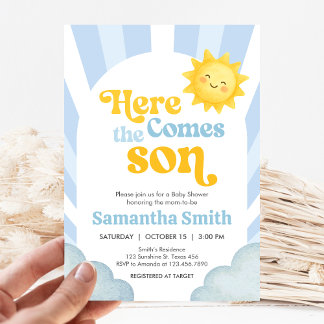 Hier Komt de Zoon Baby Shower Kaart