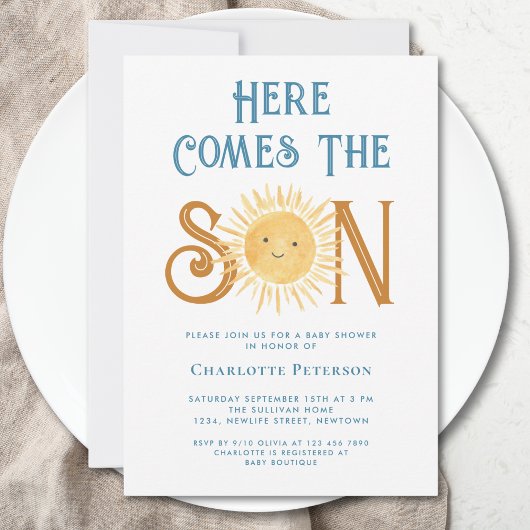 Hier Komt De Zoon Baby Shower Kaart