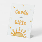 Hier komt de zoon Baby shower Kaarten en geschenke Reclamebord Met Voetstuk (Voorkant)