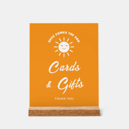 Hier komt de zoon Baby shower Kaarten & geschenken Acryl Bord