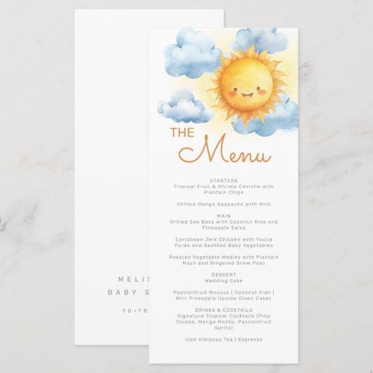 Hier Komt de Zoon Baby Shower Menu (Voorkant / Achterkant)