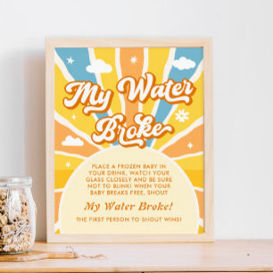 Hier komt de zoon Baby shower mijn water gebroken  Poster