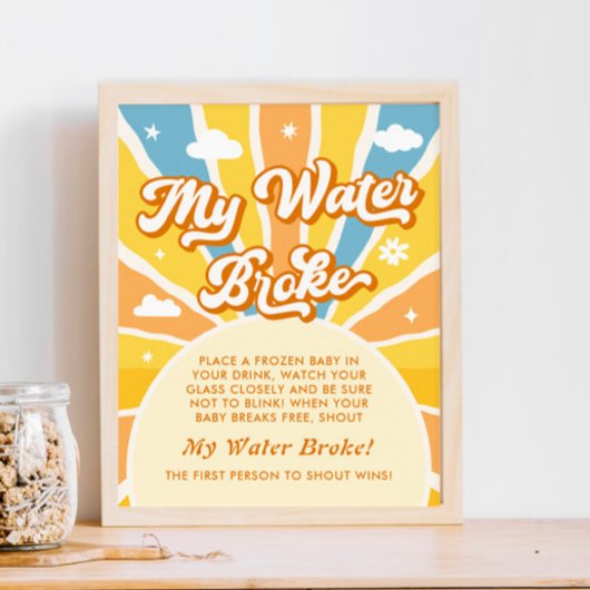 Hier komt de zoon Baby shower mijn water gebroken  Poster