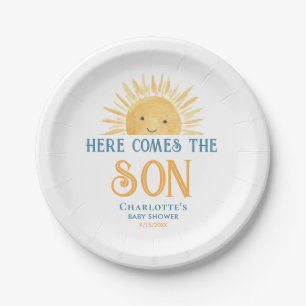 Hier Komt De Zoon Baby Shower Papieren Bordje
