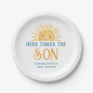 Hier Komt De Zoon Baby Shower Papieren Bordje