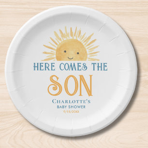 Hier Komt De Zoon Baby Shower Papieren Bordje