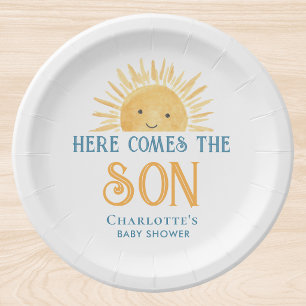Hier Komt De Zoon Baby Shower Papieren Bordje