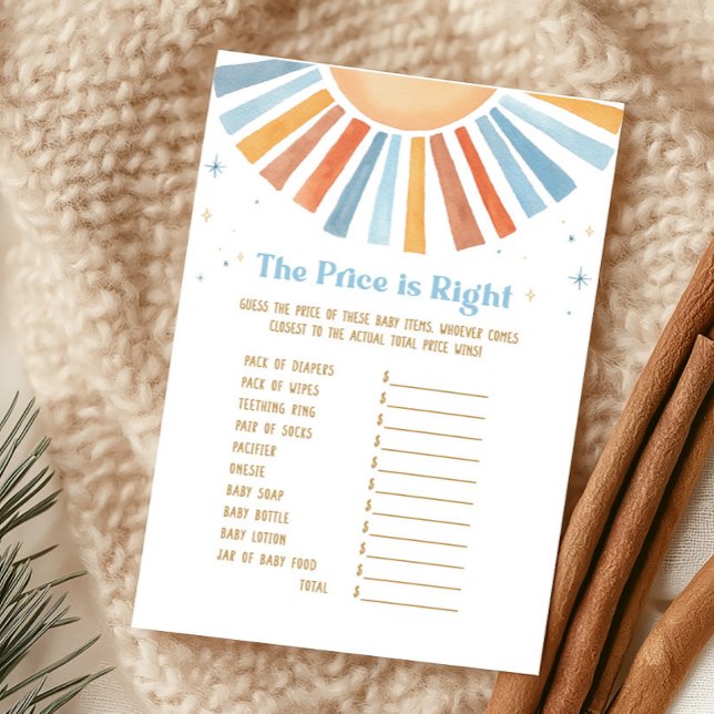 Hier komt de zoon Baby shower prijs is het juiste  (Boho Sunshine Baby Shower The Price is Right Game )