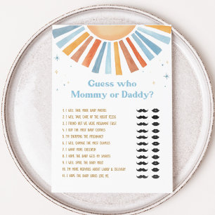 Hier komt de zoon Baby shower raden wie spel