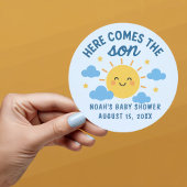 Hier komt de Zoon Baby shower Sticker - Zonneschij