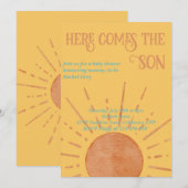 Hier komt de zoon baby shower uitnodiging (Voorkant / Achterkant)