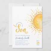 Hier Komt de Zoon Baby Shower Uitnodiging (Voorkant)