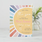 Hier Komt De Zoon Baby Shower Uitnodiging (Staand voorkant)
