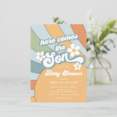 Hier Komt de Zoon Baby Shower Uitnodiging (Staand voorkant)
