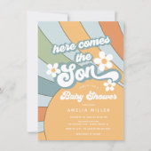 Hier Komt de Zoon Baby Shower Uitnodiging (Voorkant)