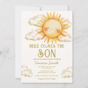 Hier Komt De Zoon Baby Shower Uitnodiging
