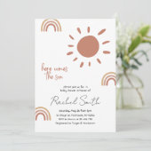 Hier komt de zoon baby shower Uitnodiging (Staand voorkant)