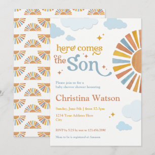 Hier komt de zoon - Baby Shower Uitnodiging
