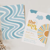 Hier komt de zoon baby shower uitnodiging