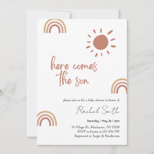 Hier komt de zoon baby shower Uitnodiging (Voorkant)