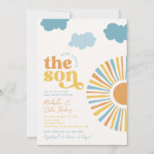 Hier komt de zoon Baby shower-uitnodiging Kaart (Voorkant)