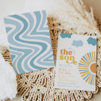 Hier komt de zoon Baby shower-uitnodiging