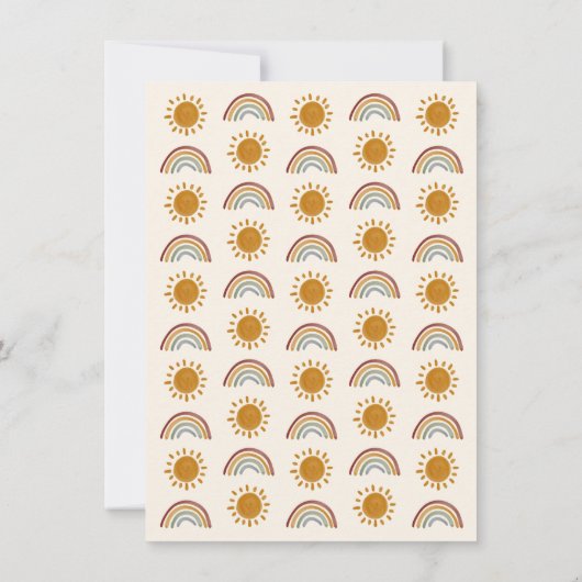 Hier komt de zoon | Baby shower van Boho Rainbow B Kaart (Achterkant)