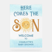 Hier komt de zoon Baby shower welkom Acryl Bord (Voorkant)