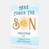 Hier komt de zoon Baby shower welkom Acryl Bord (Hoek)