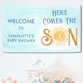 Hier komt de zoon Baby shower welkom Spandoek