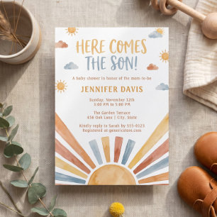 Hier Komt De Zoon Baby Shower Zonsopgang Stralen Kaart