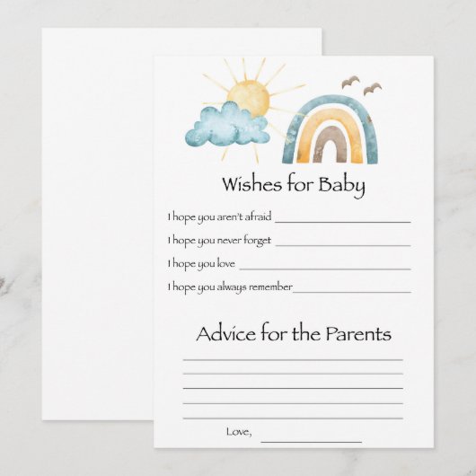 Hier komt de zoon Baby wenst activiteit Kaart (Voorkant / Achterkant)