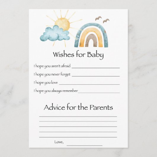 Hier komt de zoon Babywensen Activiteitenkaart Kaart (Voorkant)