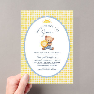 Hier Komt de Zoon Beer Baby Shower Uitnodiging
