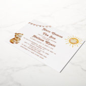 Hier komt de zoon Beer jongen Baby shower Roos Folie Uitnodiging (Gedraaid)