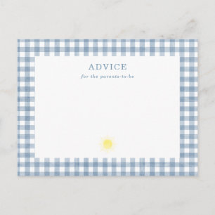 Hier Komt De Zoon Blauwe Gingham Baby Shower Advie Advieskaart