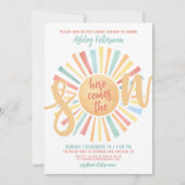 Hier komt de zoon Boho Baby Shower Kaart (Voorkant)
